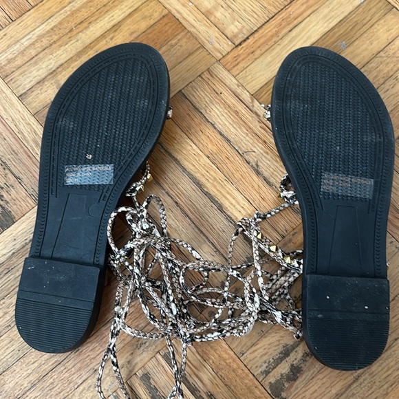 Snake Print Lace Up Sandals - Picture 3 of 3